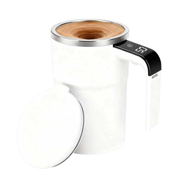 Self-Stirring Magnetic Coffee Mug - Smart Cup with Temperature Display, Automatic Magnetic Stirring for Coffee Tea, Convenient Self-Stir Mug for Home Office, 3.1*5.4in, A