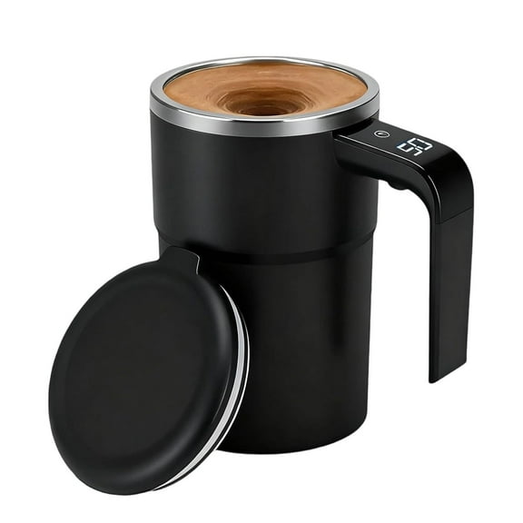 Self-Stirring Mug, 12oz Rechargeable Automatic Coffee Mug with LED Temperature Display & Lid for Coffee, Milk, Hot Beverages( Customized Pattern)
