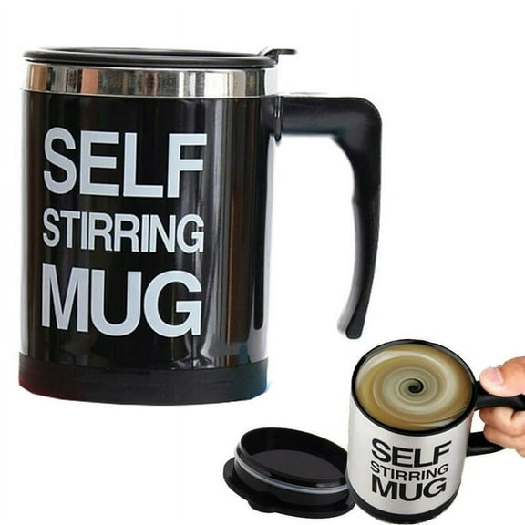 Self Stirring Mug Auto Self Mixing Stainless Steel Cup for Coffee/Tea/Hot Chocolate/Milk Mug for Office/Kitchen/Travel/Home The best gift( Black)