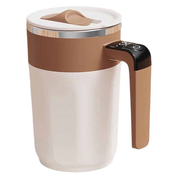 Self Stirring Coffee Mug with Lid, Automatic Stirring Mug Rechargeable, Electric Mixing Coffee Cup with Temperature Display, Stainless Steel Inner Travel Mug, Gift for Coffee Lovers