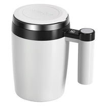 Self Stirring Mug,Self Stirring Coffee Mug,Rechargeable Electric Smart Coffee Mug with Temperature LCD, Automatic Magnetic Stirring Coffee Mug Cup for Milk Tea Office Home(White)