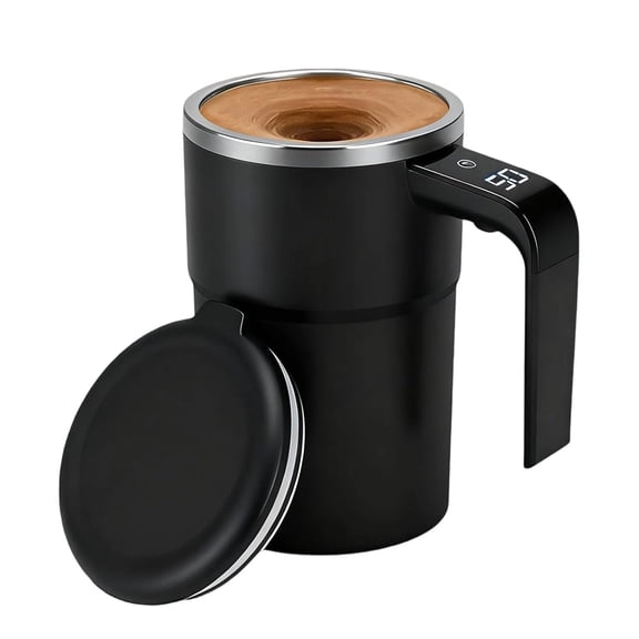 Self-Stirring Mug with Temperature Display Automatic Magnetic Stirring Cup for Coffee Tea Hot Chocolate Protein Shakes LCD Screen Food Grade Safe