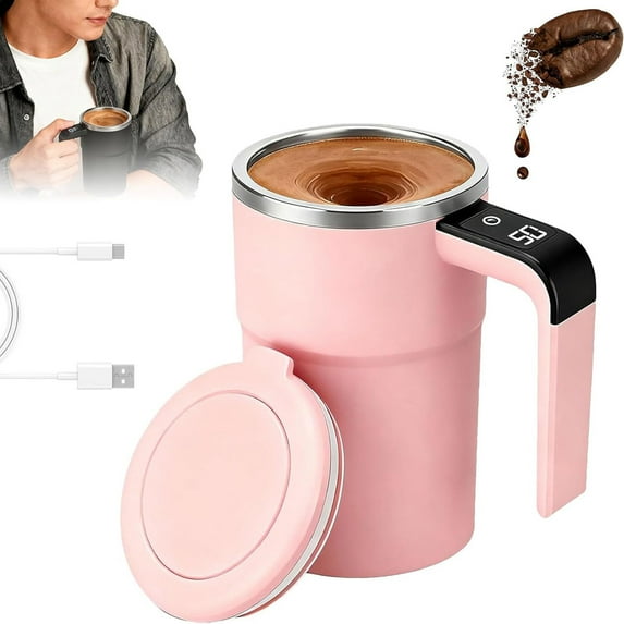 Self Stirring Smart Mug with Temperature Display Rechargeable Automatic Mixing Cup for Coffee Milk Hot Chocolate Portable Home and Travel Use