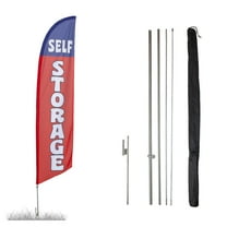 Self Storage Feather Flag Kit - 13.5ft Swooper Flag with Pole Sets and Ground Spike - Printed in The USA