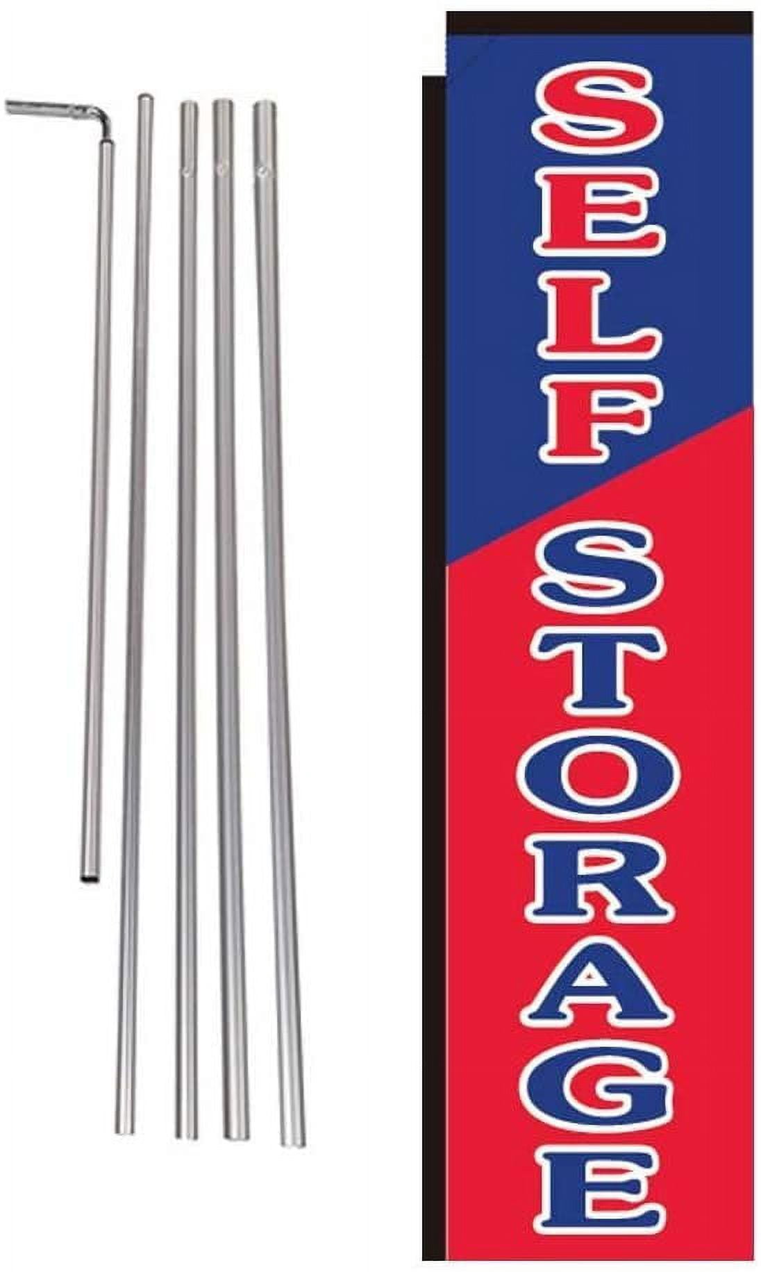 Flag Storage Sign Self Storage Outdoor Rectangle Feather Banner Flag Sign with Pole Kit ...