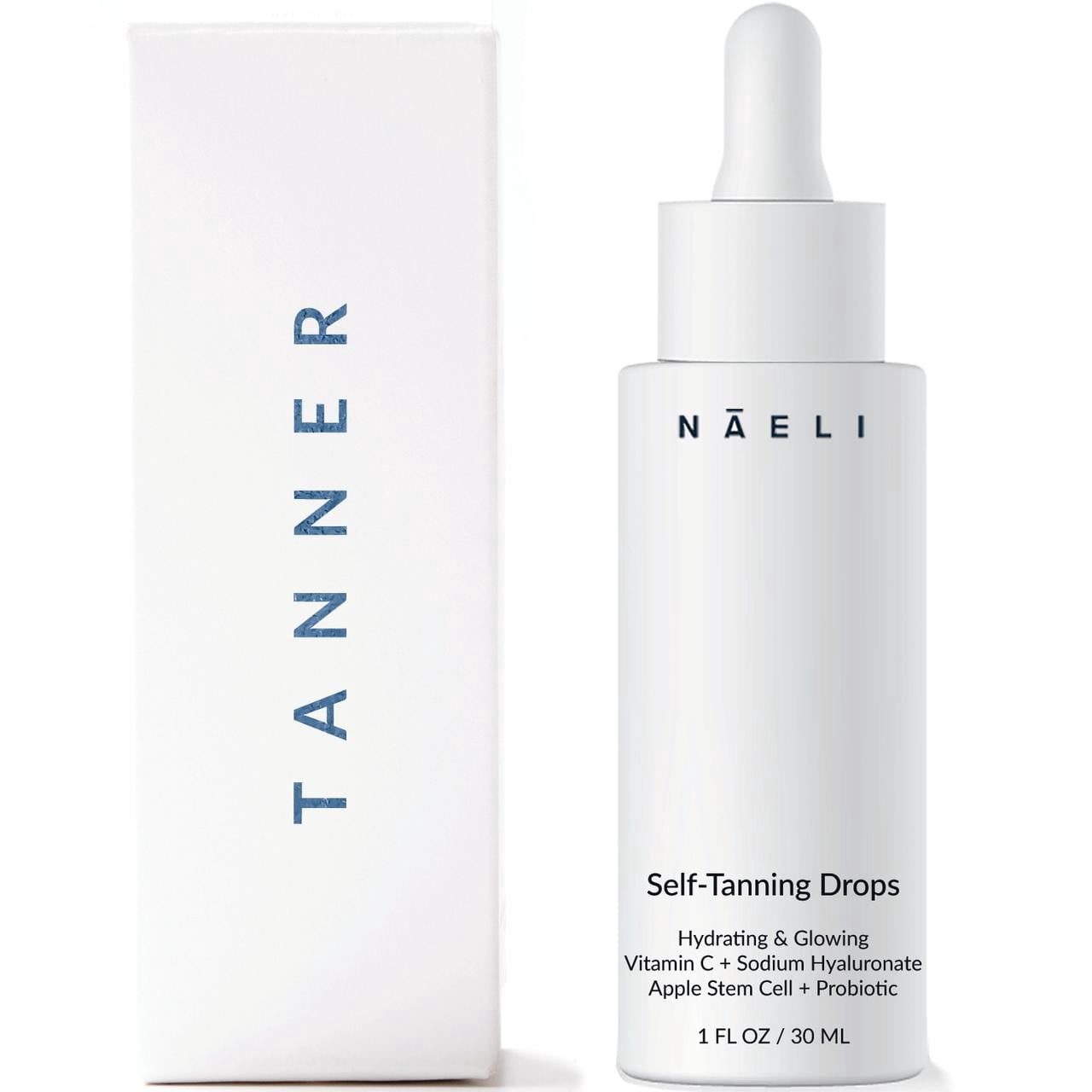Self Tanner - Gradual Tanning Bronzing Drops for Face with Vitamin C, Apple Stem Cell & Probiotic, 1 oz