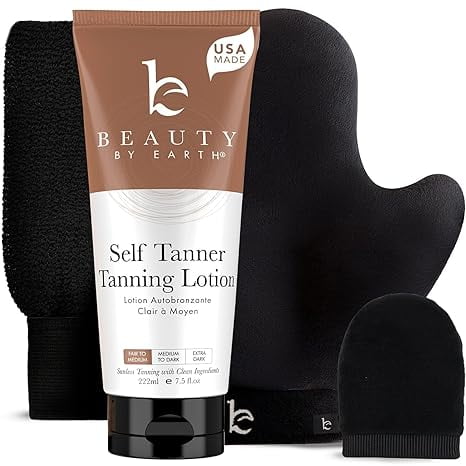 Self Tanner Lotion with Application Kit - USA Made Sunless Self Tanning Lotion with Organic Ingredients