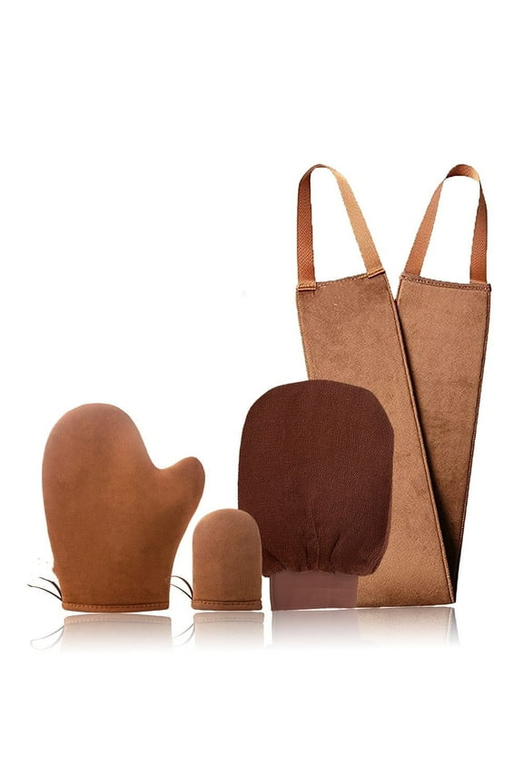 Self Tanner Mitt Set of 4 Self Tanning Mitt Applicator Tanning Glove for Self Tan Mitt Applicator, Back Applicator, Mini Self Tan Mit, Tanning Mitts Self Tanner Glove, Tan Glove, Brown