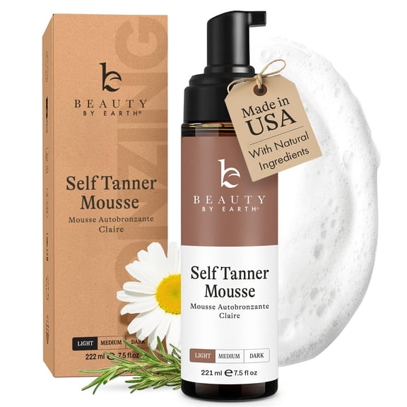 Self Tanner Mousse - USA Made with Natural & Organic Ingredients - Fair to Medium 7.5oz