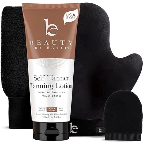 Self Tanner Lotion with Application Kit - USA Made Sunless Self Tanning Lotion with Organic Ingredients