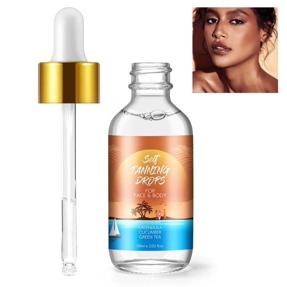 Self Tanning Drops for Face & Body, Customizable Buildable Tan, Natural-Looking Glow, Vegan Formula, 60ml
