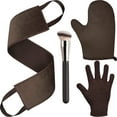 thumbnail image 1 of Self Tanning Mitt Applicator Kit, Includes Velvety Self Tanner Mitt, Back Tanning Applicator, Exfoliating Glove, Angled Self Tanner Brush for Sunless Tan Lotion Mousse Gel (Bronze, 4 Pack), 1 of 7