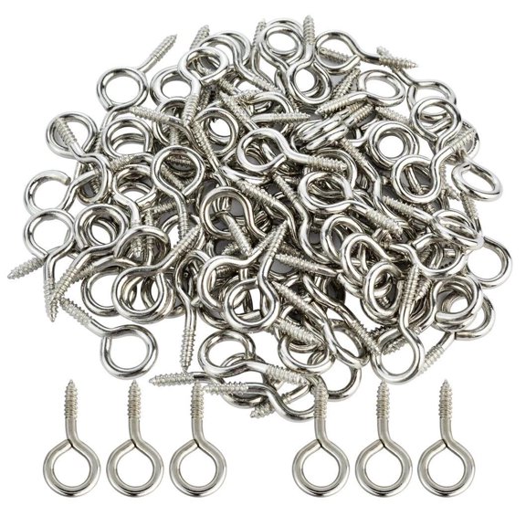 Self-Tapping Lag Thread Screw Hooks, 100Pcs Small Eye Shape 1" Hang...