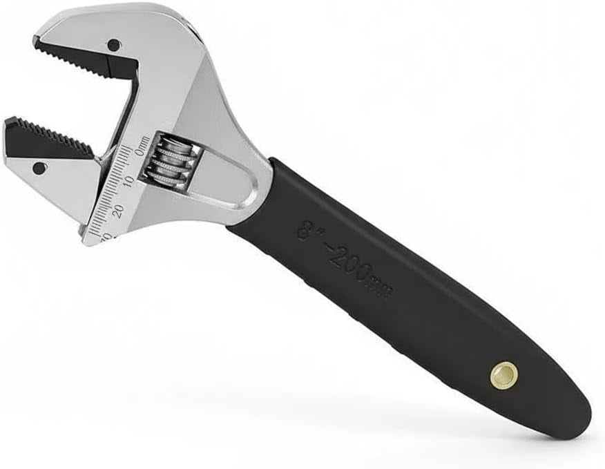 Self-Tightening Adjustable Wrench 8Inch, High-Torque, Non-Slip Handle, Ergonomic Design, Durable Chrome-Plated Jaw, Quick-Adjust Mechanism, 0-25mm Adjustable Opening, for Plumbing, DIY, Home Repairs