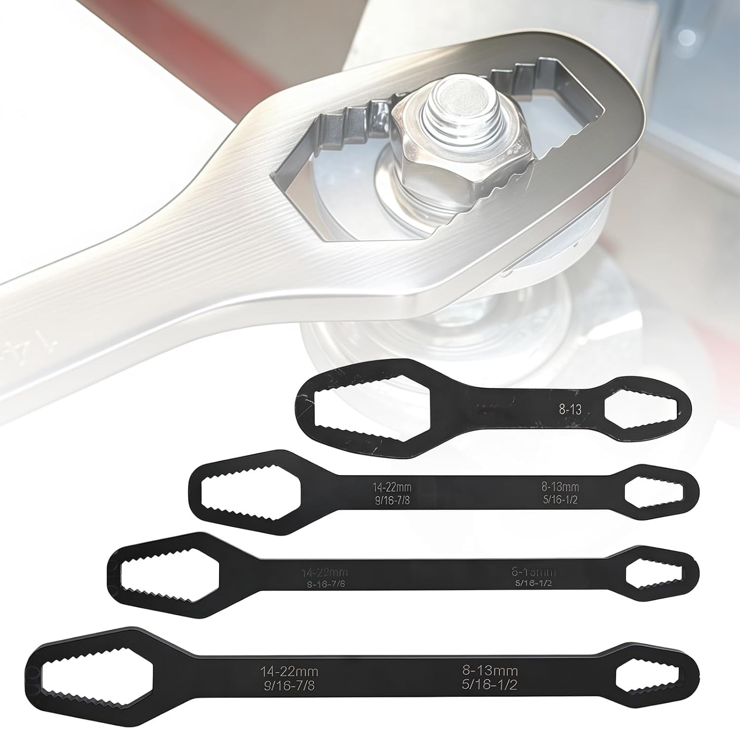 Self-Tightening Double-Ended Adjustable Wrench Set 8-22mm Stainless ...