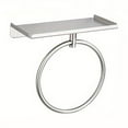 thumbnail image 1 of Self Towel Ring with Shelf - Stainless Steel Modern Hand Towel Holder for Bathroom - No Drilling Required Towel Rack Hanger, 1 of 4