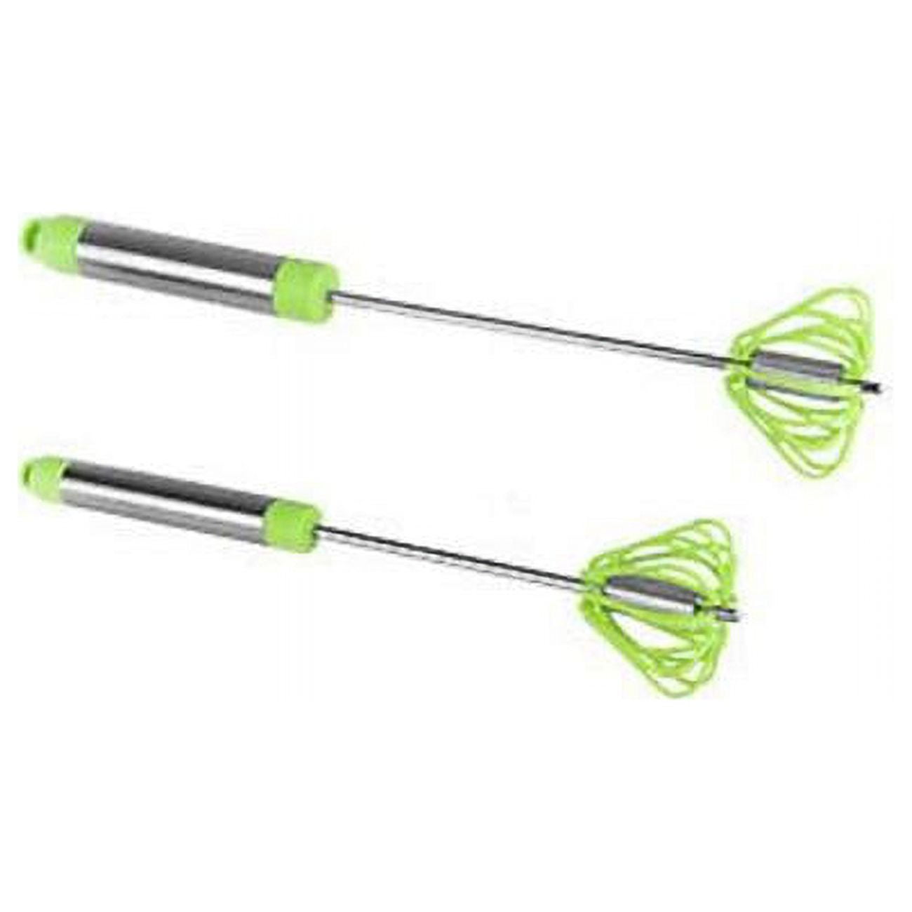 Self Turning Rotating Turbo Push Whisk Mixer Milk Frother, Green Pack