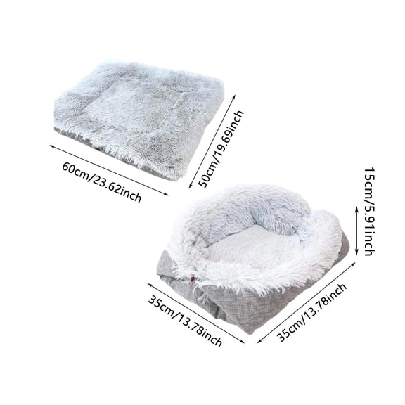 Self Warming Cat Bed, 2-in-1 Convertible Soft Plush Mat & Sleep Bed - Washable Foldable Thermal Pet Cushion for Indoor, Outdoor, Car, Desk, Couch & Winter Travel