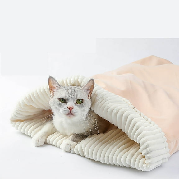 Self Warming Cat Bed for Indoor Cats, Cozy Winter Plush Snuggle Sack with Reversible Design,Soft Pet Cave Sleeping Bag for Kittens & Small Dogs, Calming Hideaway Bed with Interior