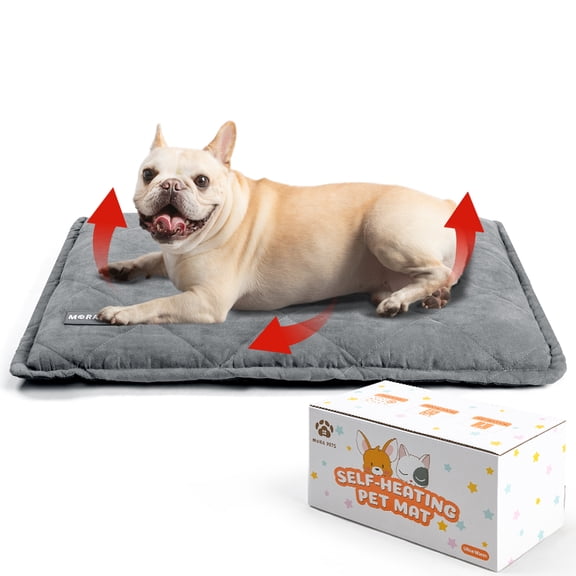 Self Warming Cat Bed Washable Cover And Non Slip Bottom Self Heating Pet Pad for Medium Large dogs, Gray, 30inch