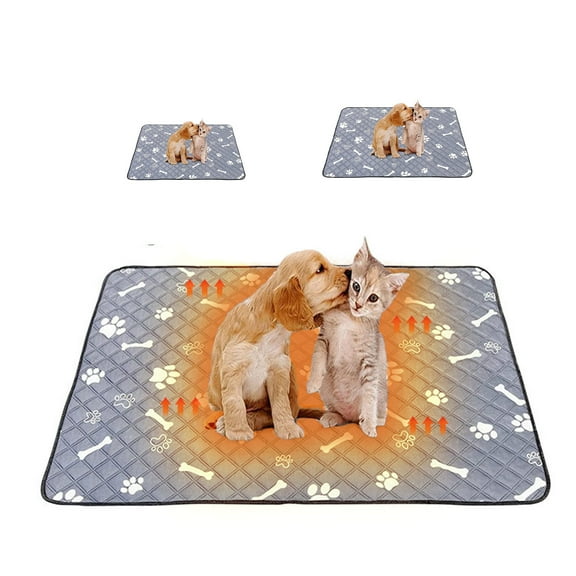 Self Warming Cat Dog Bed Mat | Extra Warm Thermal Pet Pad | Self Heating Non Slip Washable Pet Blanket | Indoor Outdoor Portable Pad | Light Gray | 28 x 40 Inch