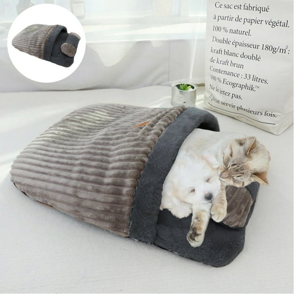 Self-Warming Cat Sleeping Bag Bed - Ultra Soft Plush Winter Cat Sack for Indoor Cats & Small Dogs, Cozy Pet Cave Bed with Snuggle Sack Design, Thermal Kitten Bed for Year-Round Comfort