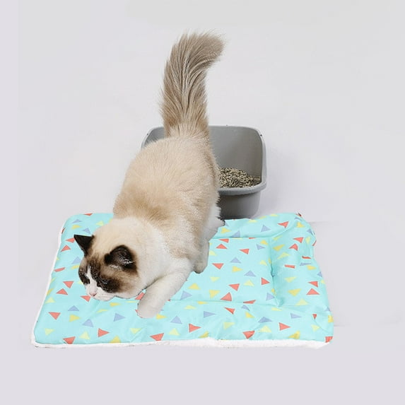 Self Warming Cats Bed, Self Heating, Cats Dog Mats, Extra Warm Thermal Pet Pad for Indoor Outdoor, Pet Non-Slip Bottom Washable Bed, Convenient for Daily Use(Blue S)