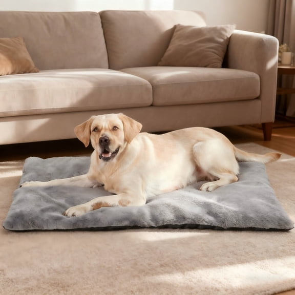 Dog Bed & Kennel Pad for Large Dogs, Arctic Fleece & Machine Washable Cover with Non-Slip Bottom, for All-Season Indoor Use, Size XL 45.3"x28.4"x2.4"