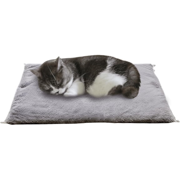 Self Warming Mat, 24''*20'' Non-Skid Thermal Pet Mat, Washable Outdoor Insulation for  House, Carrier  Bed, Short-Fluff Grey