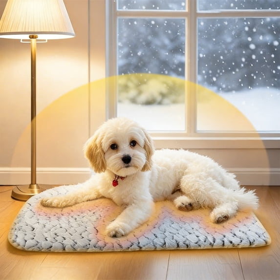 Self Warming Pet Bed for Cats & Dogs, Non-Electric Heated Mat with Removable Washable Cover, Thermal Fleece Non-Slip Winter Cozy Mat for Small Medium Pets