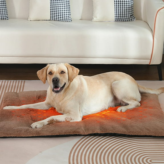 Self-Warming Pet Bed Mat for Dogs & Cats | Thermal Heated Pad for Indoor & Outdoor Pets | Reversible Microfleece Dog Bed Topper | 22x35 Inch, Khaki or Gray, 1 Count