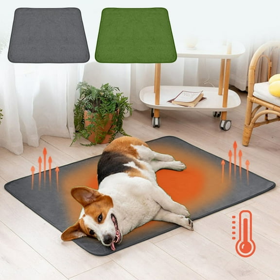 Self Warming Pet Mat for Cats and Dogs, 45x60cm Gray or Green, Non-slip Washable Thermal Pad for Indoor Outdoor Use, Cozy Bed Warmer for Puppies Kittens and Senior Pets,Vsgery