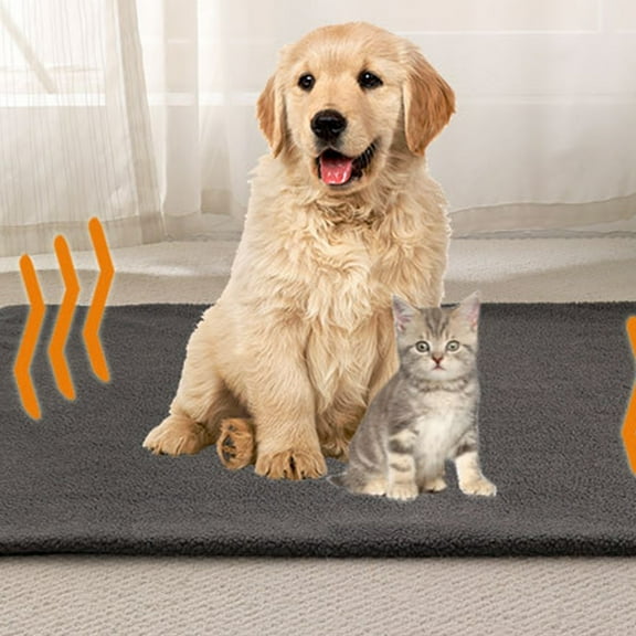 Self Warming Pet Mat,Super Soft Thermal Dog Bed Mat For Sleeping, Washable Pet Kennel Pad for Small Medium Cats Dogs 19.68x13.77 Inch Gray