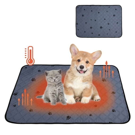 Self-Warming Pet Mat for Cats and Dogs - Thermal Heated Bed Pad, Non-Slip Washable Indoor/Outdoor Pet Mat, Gray, 50cmx70cm (19.6x27.5in)