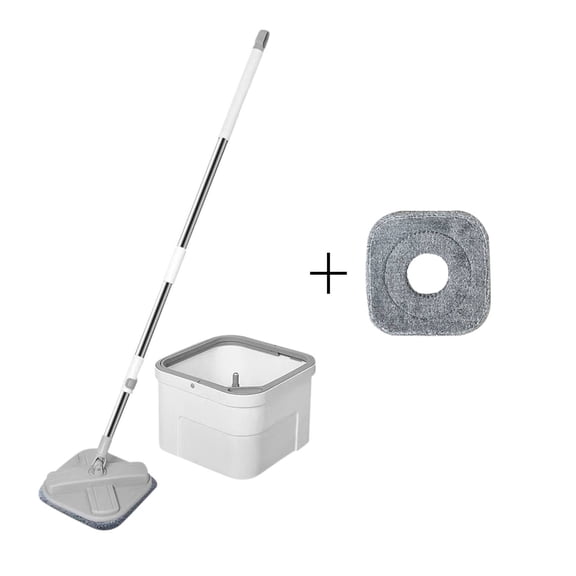 Self Wash Mop and Bucket with Wringer Set, 360° Rotating Clean Dirty Water Separation, Self Wringing Adjustable Handle, Compact Storage, for Hardwood Marble Tile Floor Wet Dry Cleaning
