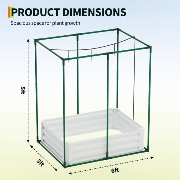 Self-Watering Galvanized Raised Garden Bed Kit 3-in-1 Metal Planter Box with Insect Mesh Drip 120x90x30cm Beige