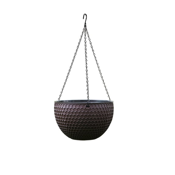 Self Watering Hanging Basket Planter, Hydroponic Flower Pot with Rope Wick System and Detachable Gondola, Plastic Balcony Ceiling Pot for Succulents Ivy Ferns Indoor Outdoor