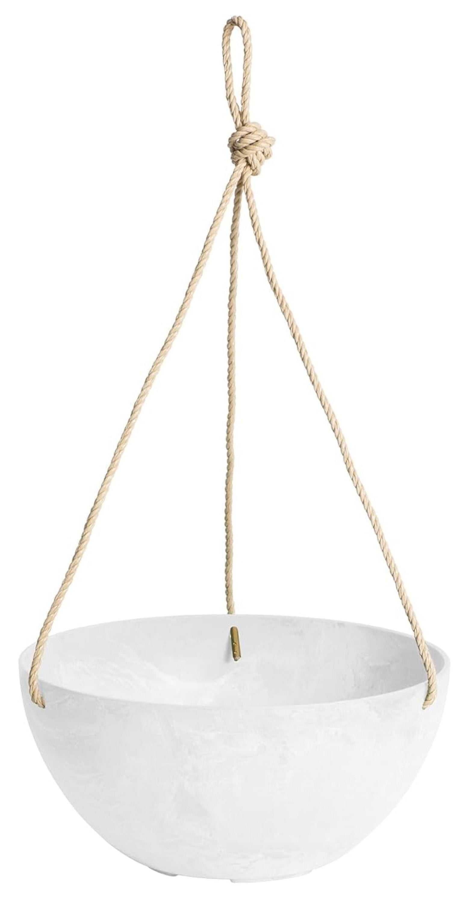 Self Watering Hanging Planter, 12" Marbled Indoor Outdoor Plant Basket - White