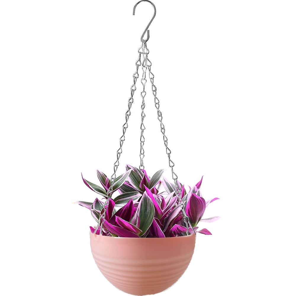 Self-Watering Hanging Planter - 10" Marbled Stone Resin Bowl With Rope, Indoor/Outdoor, Water-Minder System