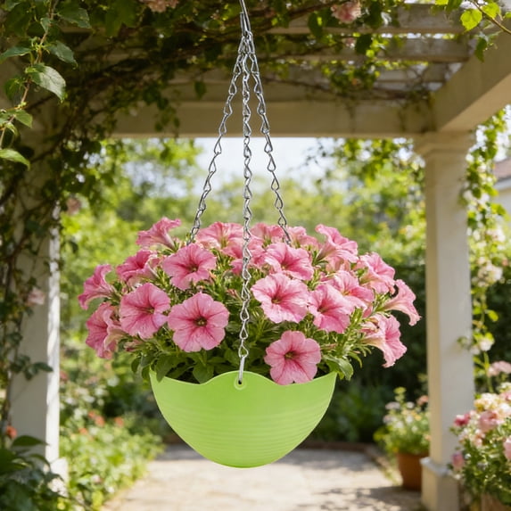 Self Watering Hanging Planter with Chain, Indoor Outdoor Hanging Basket with Drainage, Perfect for Balcony Garden Planting and Decorative Gift