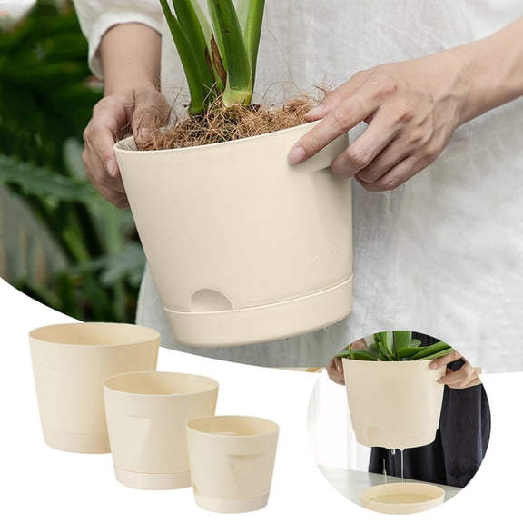 Flower Pot Waterless Tabletop Self Watering Pot for Indoor and Succulent Care Modern Indoor Garden Accessory Low Flowerpot for Home Desk