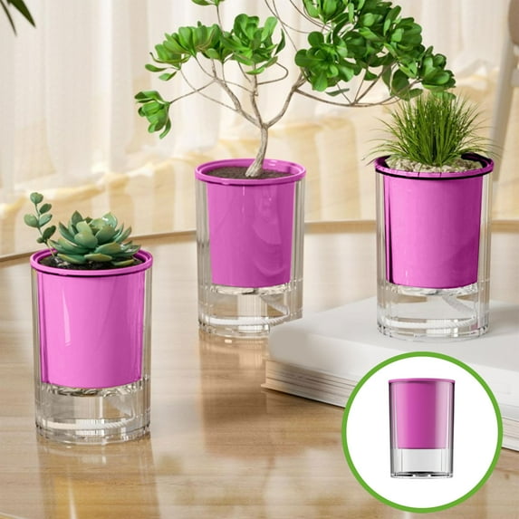 Self Watering Plant Pot, 1 Pack Self Watering Pots, Self Watering Planter with Reservoir, Clear Self Watering Pots for Indoor Plants, African Violets, Flowers