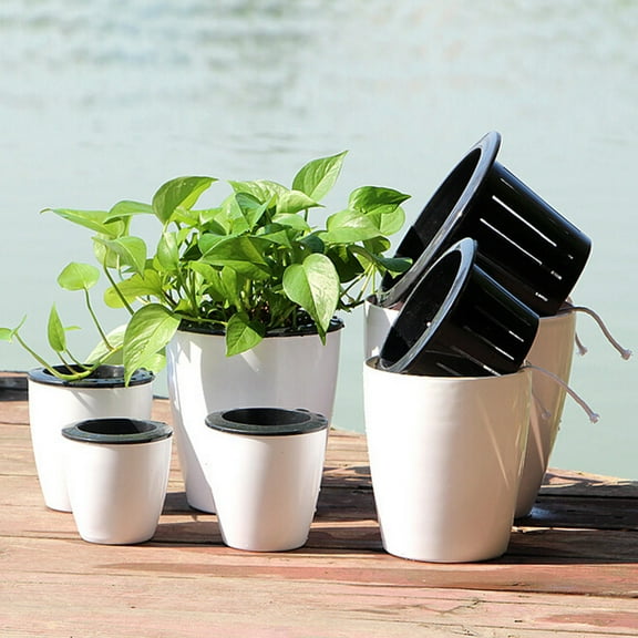 Self Watering Plant Pots for Indoor Plants, Automatic Watering System with Wick, Hydroponic Planter for House Plants, Easy Garden Growing Container (1 Pot + 1 Rope)