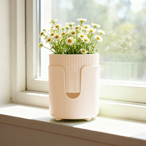 Self-Watering Plant Pots, Indoor Plastic Planter with Reservoir, Thickened Decor Flower Pot for Houseplants, Tabletop, Desk, Office, Automatic Watering System for Succulents Herbs