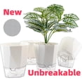 thumbnail image 1 of Self Watering Plant Pots, Plastic Flower Pots with Drainage Hole and Saucer, Self Watering Planters for Indoor Outdoor Garden Plants, African Violet, Herbs (Black, 5"), 1 of 7