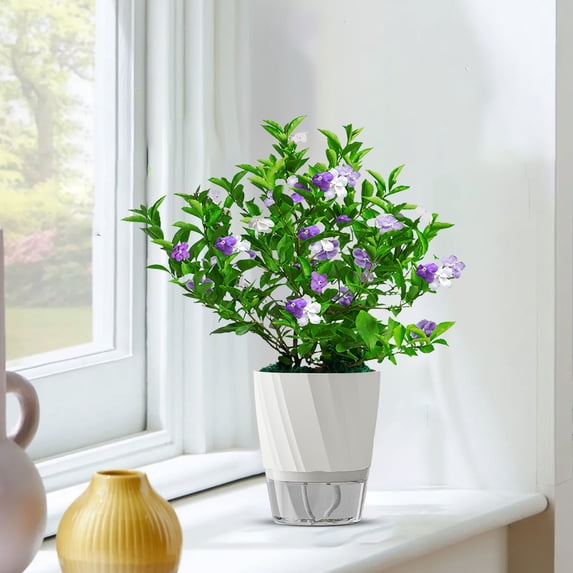 Self Watering Planter, 6.69x5.9x5.51in Hydroponic Flower Pot for Pothos, Automatic Wick Watering System for Indoor Plants, Stackable Container, Easy Care Plants Pot