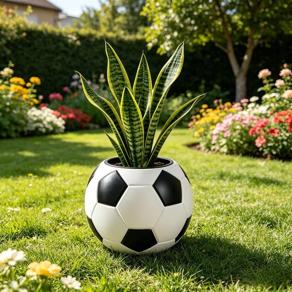 Self Watering Planter, Football Shaped Flower Pot With Visible Water Level Window Automatic Irrigation System, Decorative Indoor Outdoor Plant Container for Office Bedroom Patio Garden