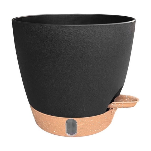 Self Watering Planter Hanging Basket, Plastic Flower Pot with Wick Reservoir and Water Window for Indoor Outdoor Plants, Black