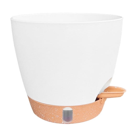 Self Watering Planter Hanging Basket, Plastic Flower Pot with Wick Reservoir and Water Window for Indoor Outdoor Plants, White