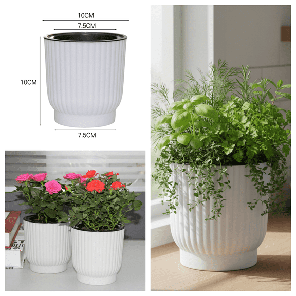 Self Watering Planters Plastic Flower Pots Indoor Outdoor with Insert Succulents Violet Pots Automatic-Watering Plant Pot,Size S